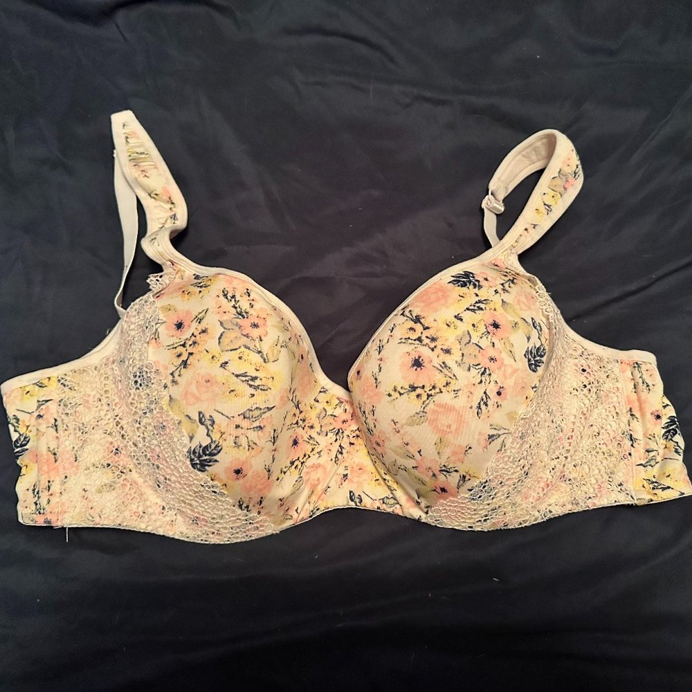 Bra 42C Pink Floral Jessica Simpson Lace trim and Padded
